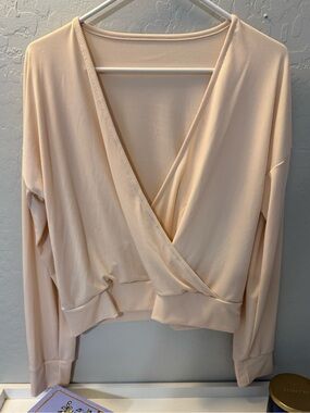 $5 Women's Cream Wrap Front Long-Sleeve Top $5 WHEN BUNDLED WITH 3 OR MORE ITEMS